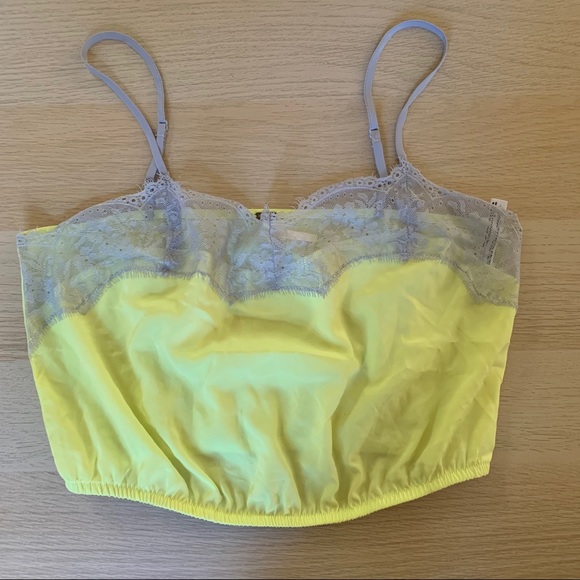 Free People Neon Yellow Lacey Crop Top - Picture 1 of 2